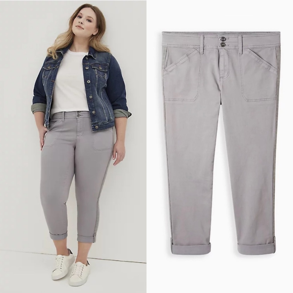 TORRID CROP AVIATOR PANT - STRETCH TWILL GREY